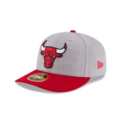 Grey Chicago Bulls Hat - New Era NBA Heather Low Profile 59FIFTY Fitted Caps USA9184230